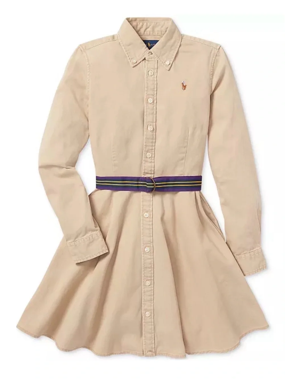 Ralph Lauren Beige Button-Front Shirt Dress No Belt Sz 8